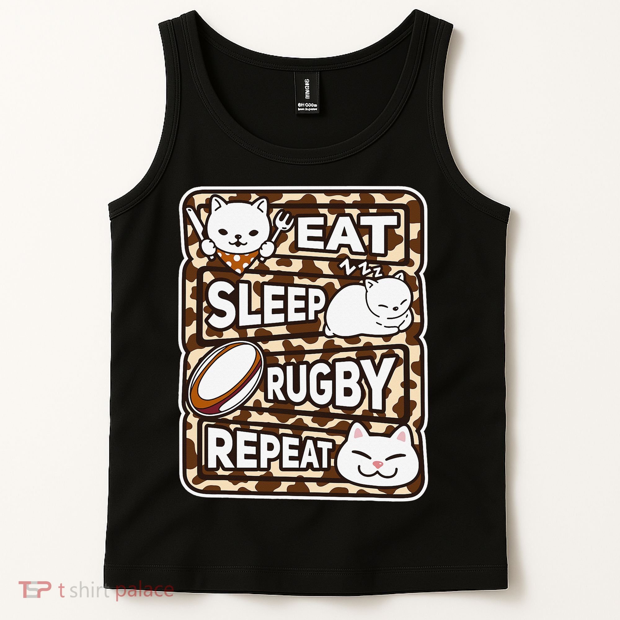 Eat Sleep Rugby Repeat Rugby Lover Outfit Tank Top