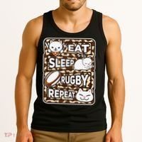 Eat Sleep Rugby Repeat Rugby Lover Outfit Tank Top thumb 3