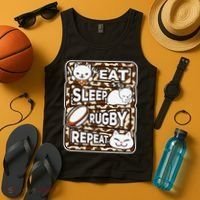 Eat Sleep Rugby Repeat Rugby Lover Outfit Tank Top thumb 4