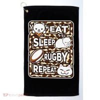 Eat Sleep Rugby Repeat Rugby Lover Outfit Golf Towel thumb 0