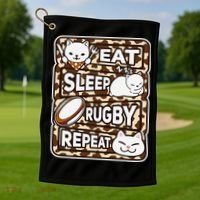 Eat Sleep Rugby Repeat Rugby Lover Outfit Golf Towel thumb 1