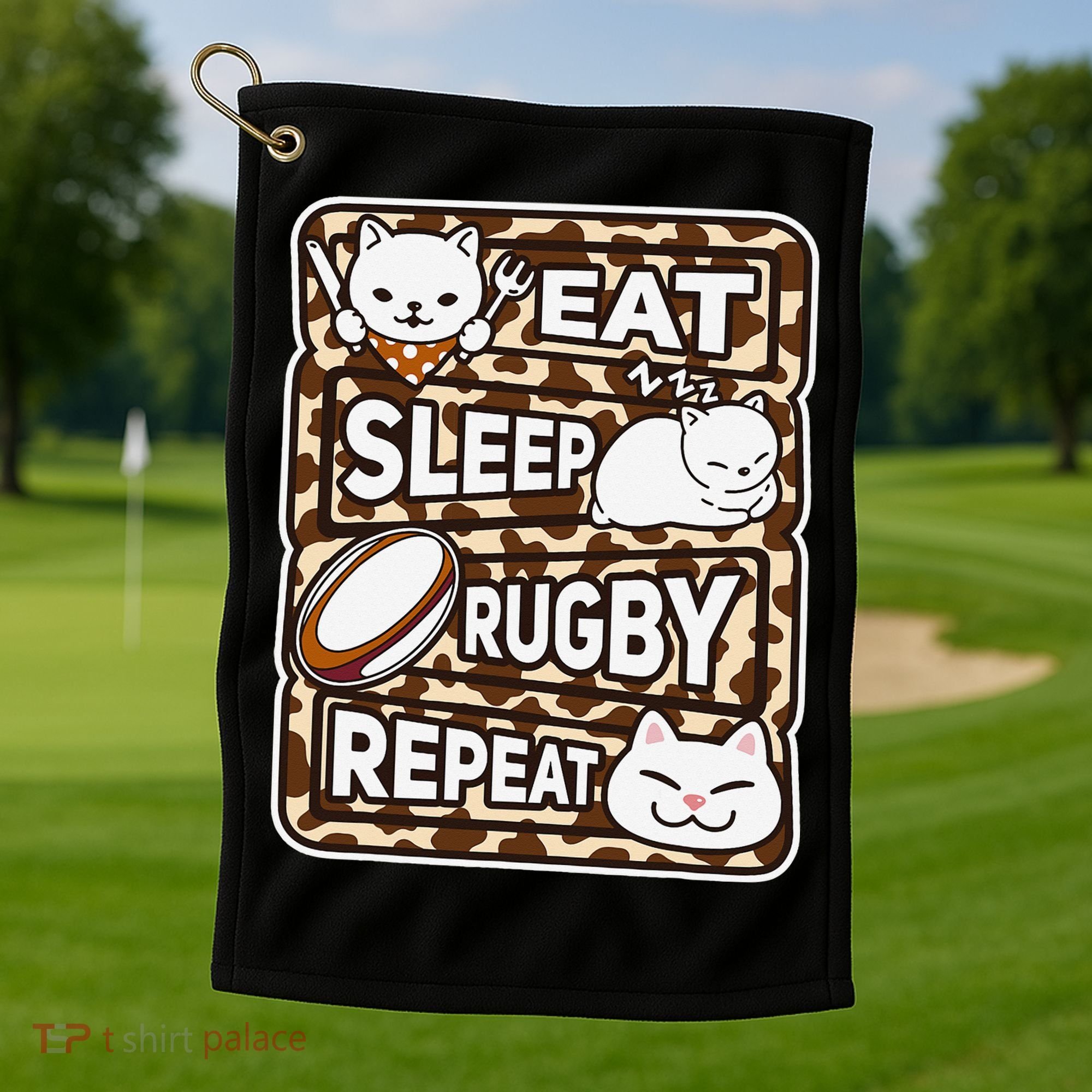 Eat Sleep Rugby Repeat Rugby Lover Outfit Golf Towel