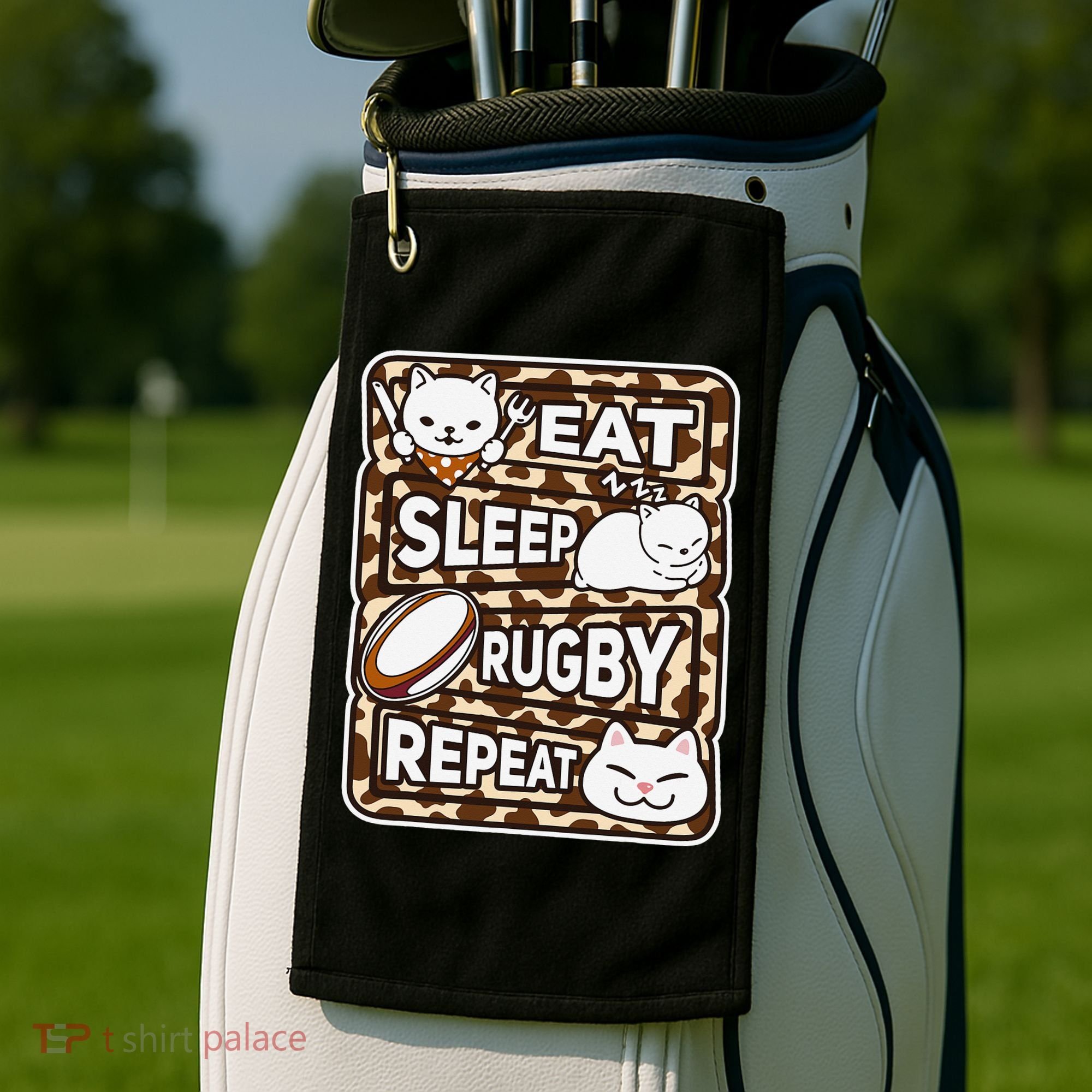 Eat Sleep Rugby Repeat Rugby Lover Outfit Golf Towel