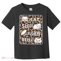 Eat Sleep Rugby Repeat Rugby Lover Outfit Toddler T-Shirt thumb 0