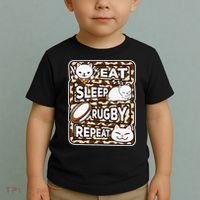 Eat Sleep Rugby Repeat Rugby Lover Outfit Toddler T-Shirt thumb 2