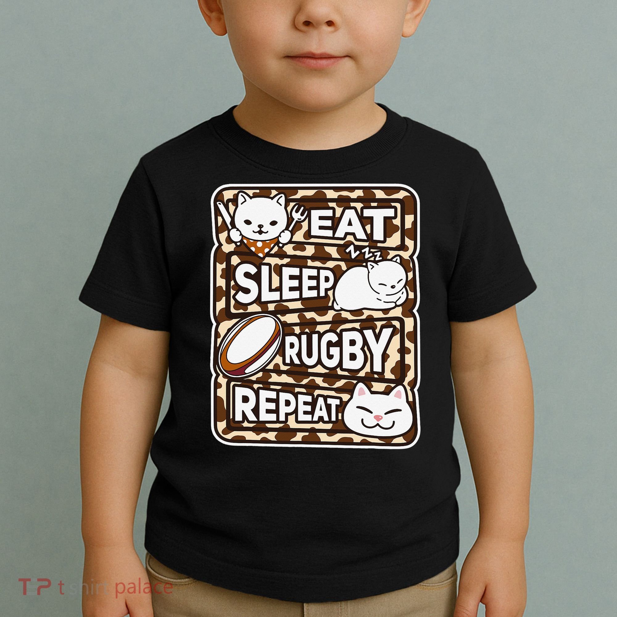 Eat Sleep Rugby Repeat Rugby Lover Outfit Toddler T-Shirt