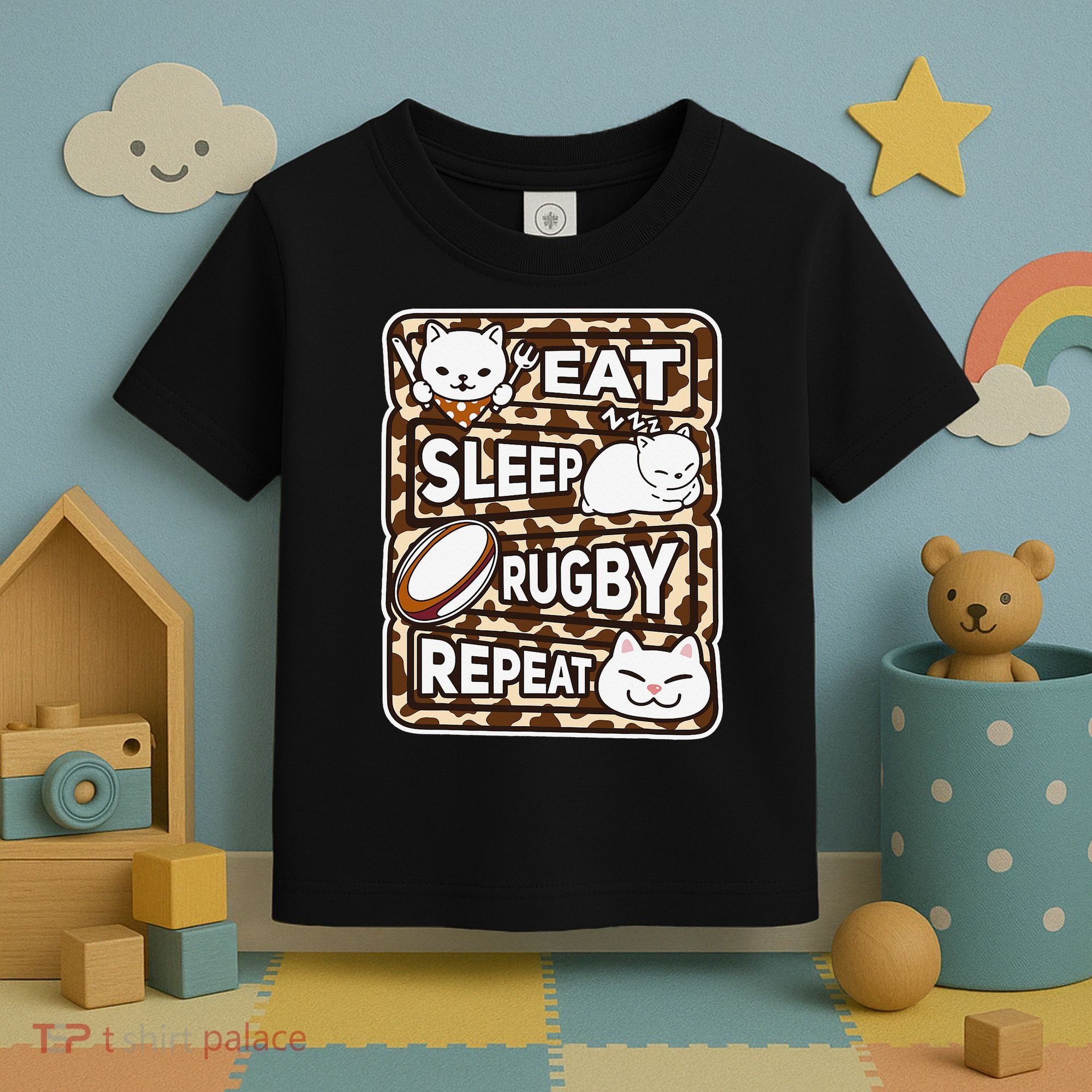 Eat Sleep Rugby Repeat Rugby Lover Outfit Toddler T-Shirt