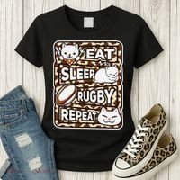 Eat Sleep Rugby Repeat Rugby Lover Outfit Women's T-Shirt thumb 3