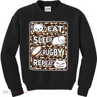 Eat Sleep Rugby Repeat Rugby Lover Outfit Kids Sweatshirt thumb 0
