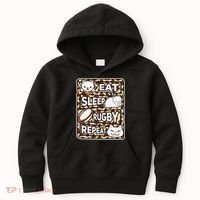 Eat Sleep Rugby Repeat Rugby Lover Outfit Kids Hoodie thumb 0