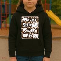 Eat Sleep Rugby Repeat Rugby Lover Outfit Kids Hoodie thumb 3