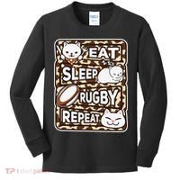 Eat Sleep Rugby Repeat Rugby Lover Outfit Kids Long Sleeve Shirt thumb 0
