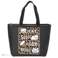 Eat Sleep Rugby Repeat Rugby Lover Outfit Tote Bag thumb 0