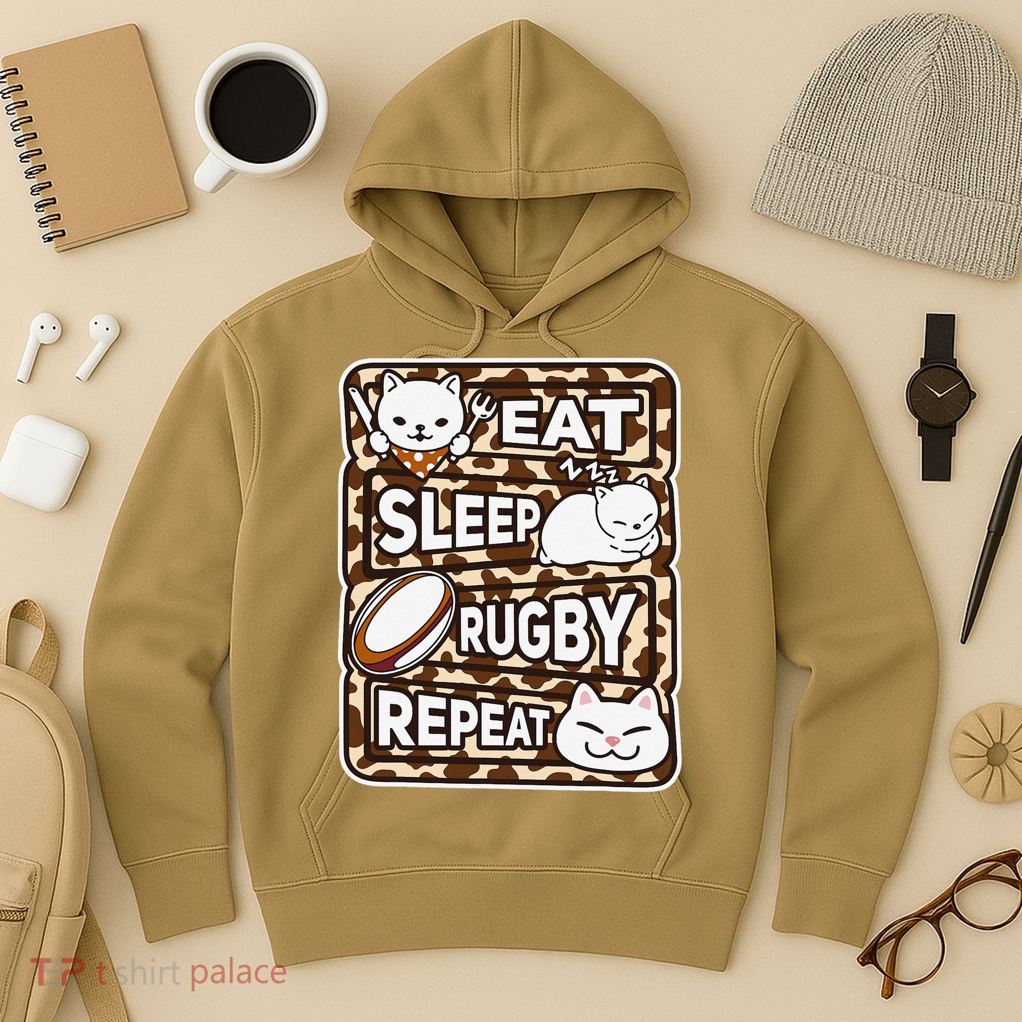 Eat Sleep Rugby Repeat Rugby Lover Outfit Hoodie