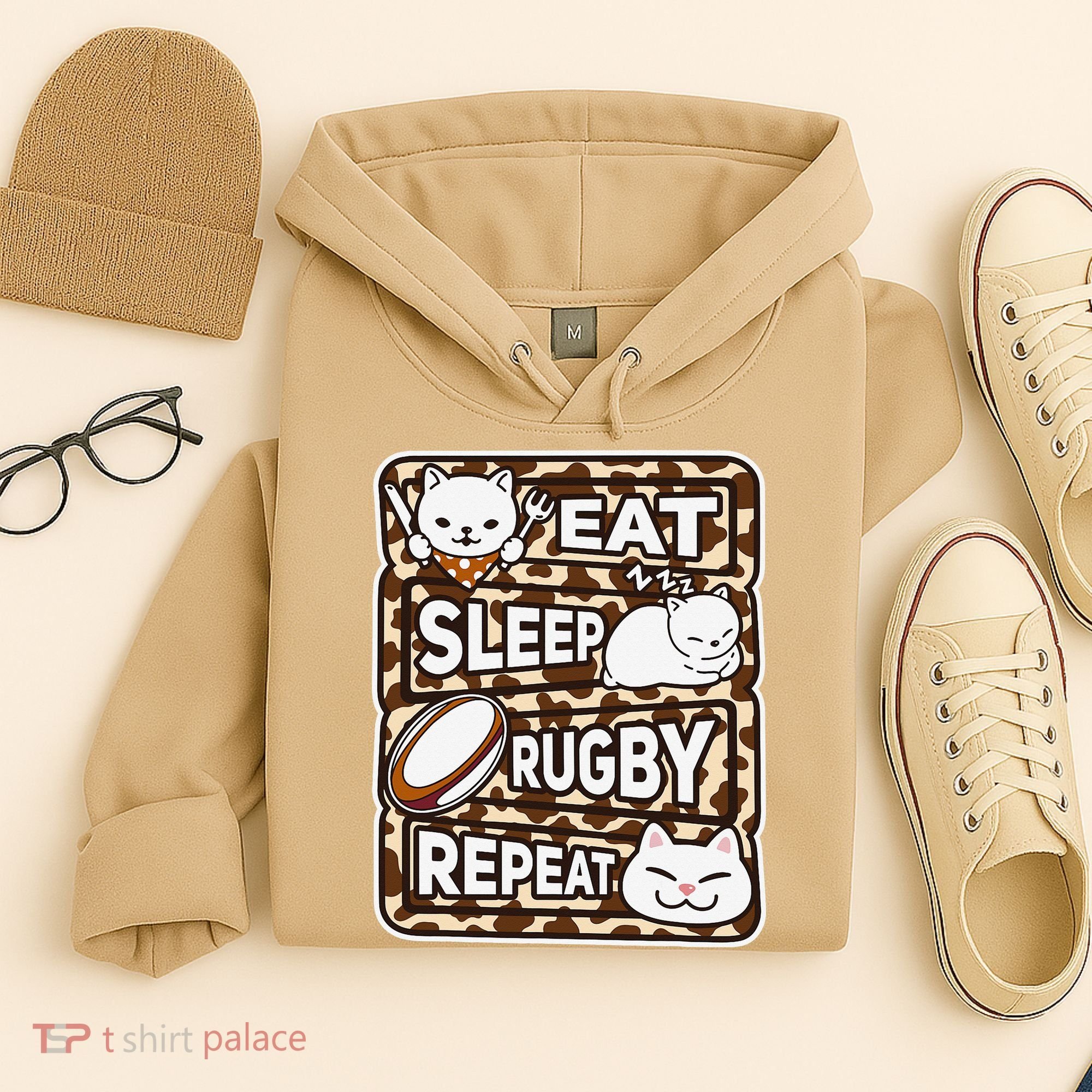 Eat Sleep Rugby Repeat Rugby Lover Outfit Hoodie