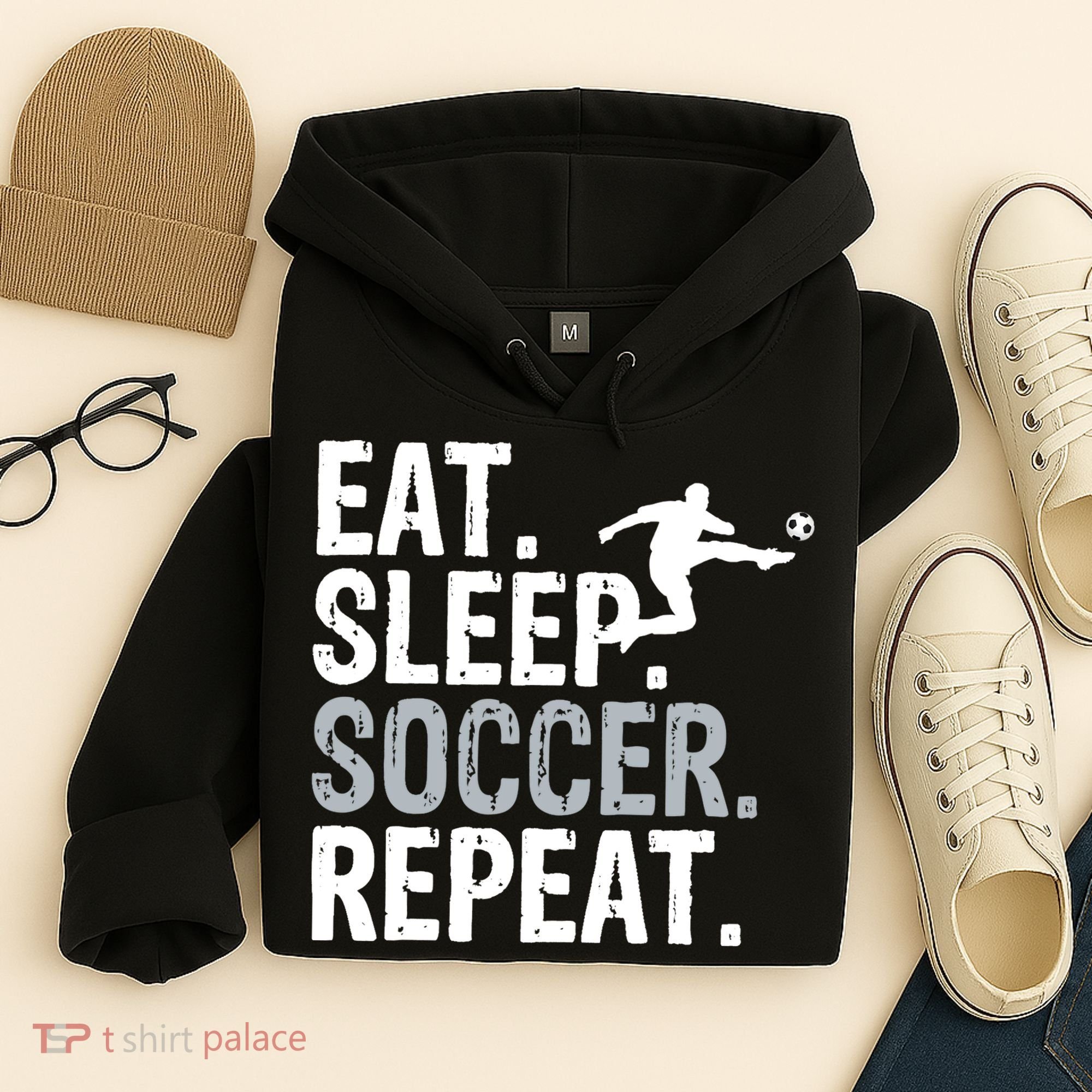 Eat Sleep Soccer Repeat - Soccer Graphic Hoodie