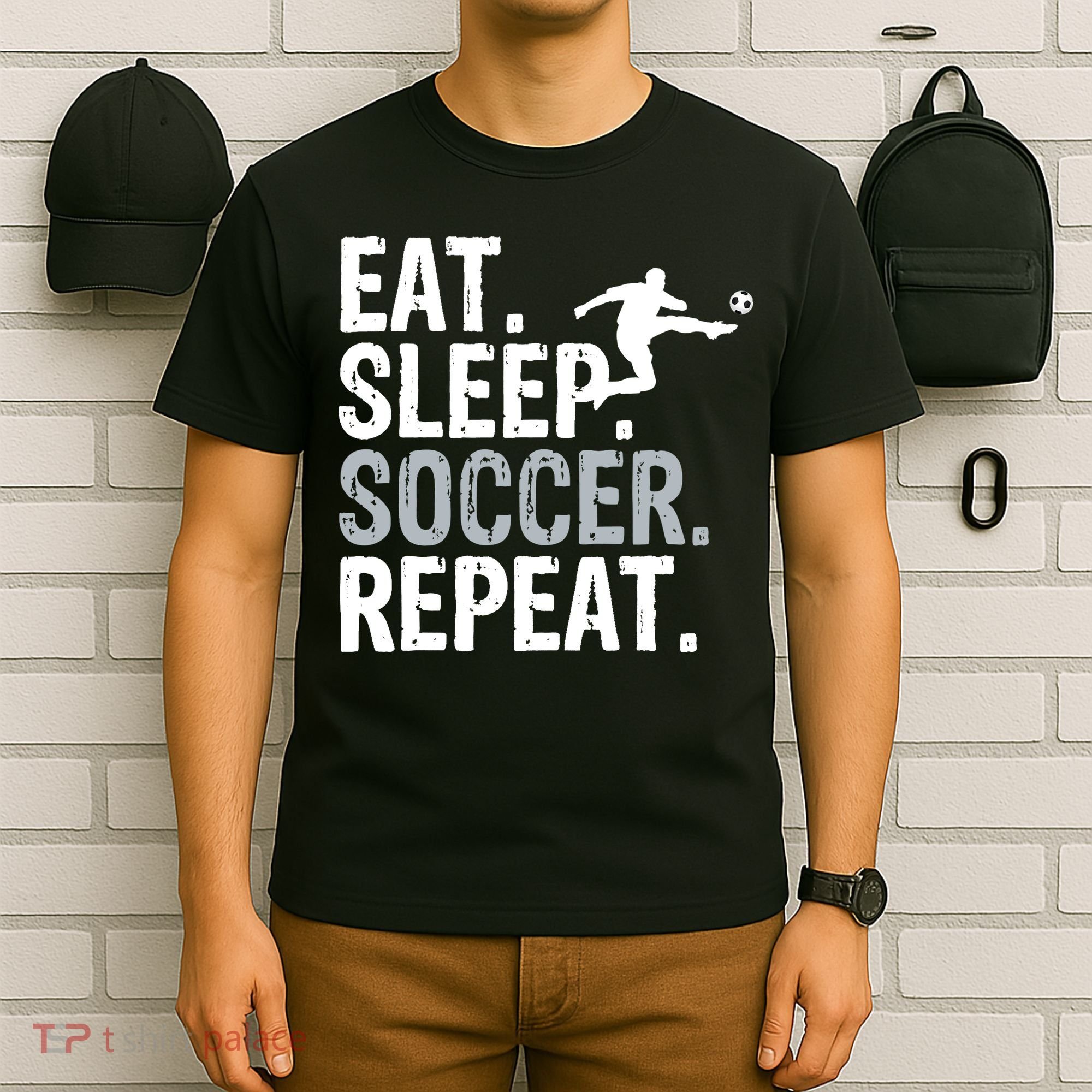 Eat Sleep Soccer Repeat - Soccer Graphic T-Shirt