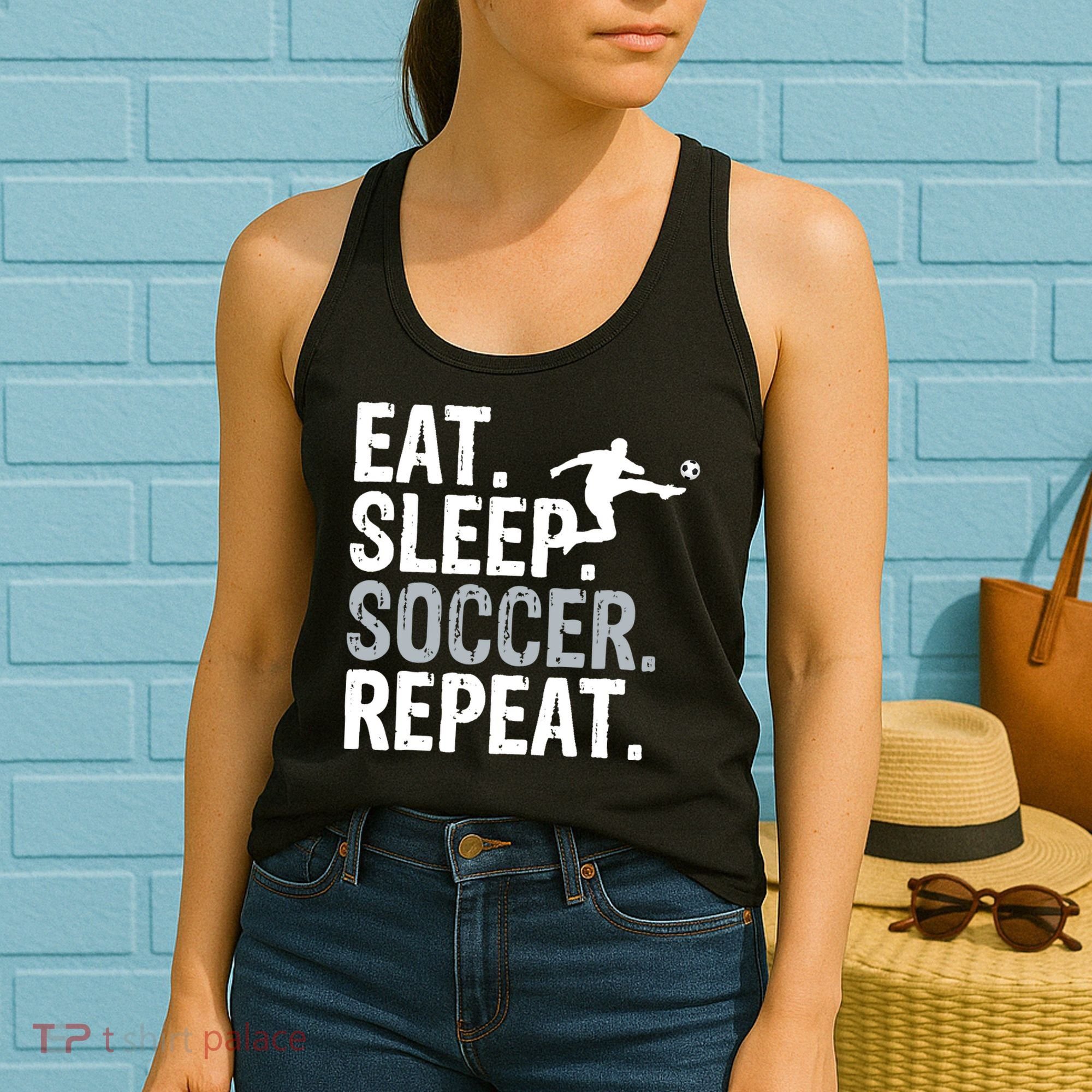 Eat Sleep Soccer Repeat - Soccer Graphic Women's Tank Top