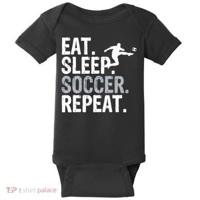 Eat Sleep Soccer Repeat - Soccer Graphic Baby Bodysuit