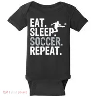 Eat Sleep Soccer Repeat - Soccer Graphic Baby Bodysuit thumb 0