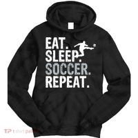 Eat Sleep Soccer Repeat - Soccer Graphic Tie Dye Hoodie thumb 0