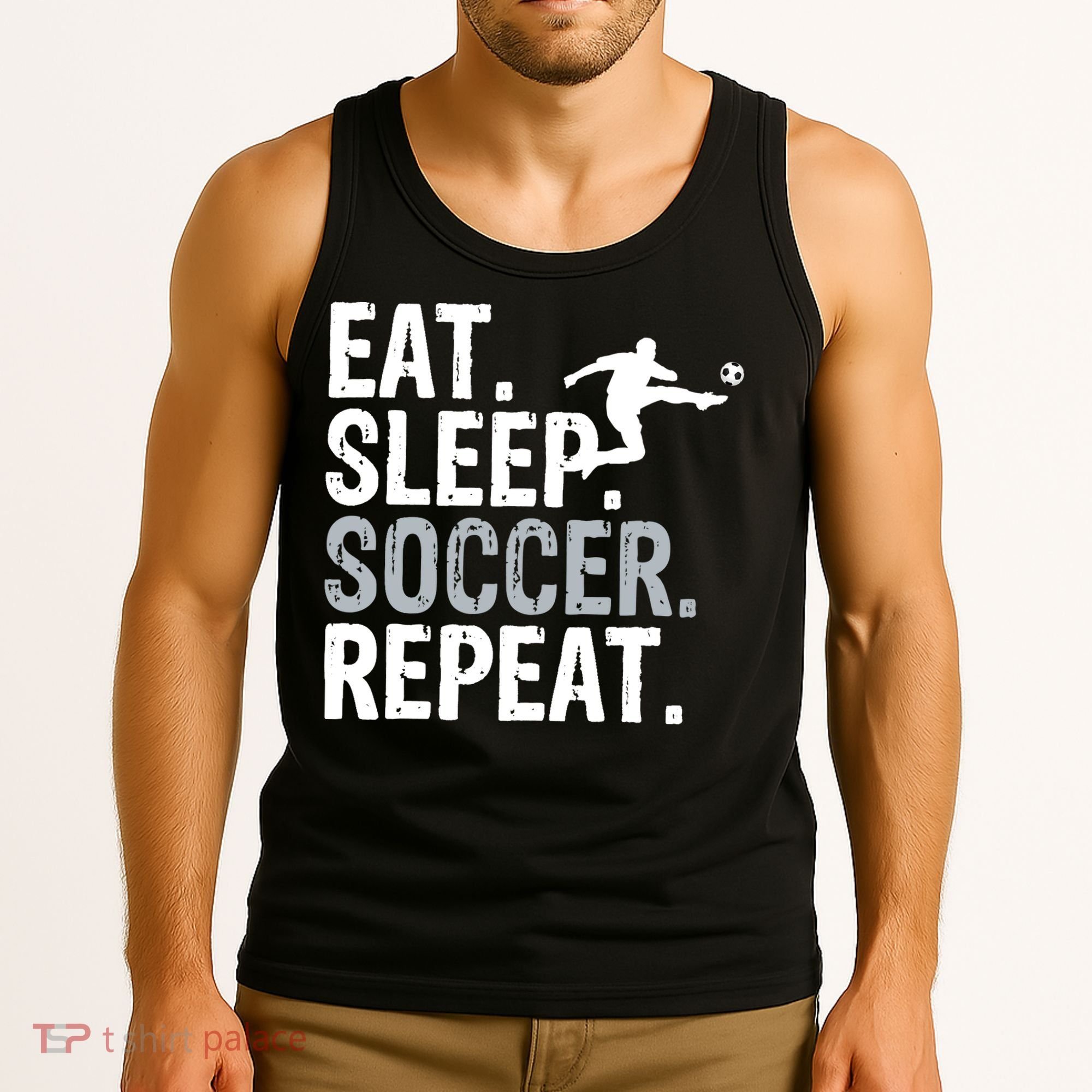 Eat Sleep Soccer Repeat - Soccer Graphic Tank Top