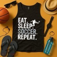 Eat Sleep Soccer Repeat - Soccer Graphic Tank Top thumb 4