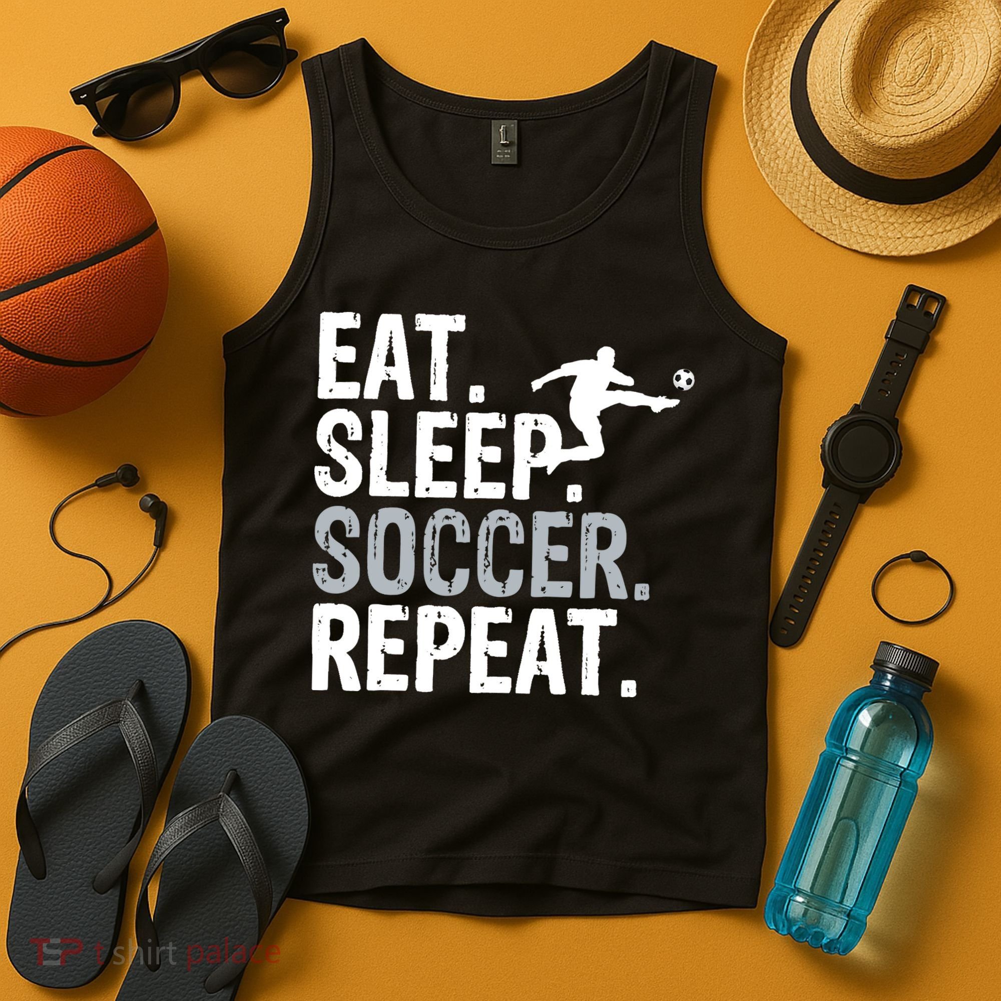 Eat Sleep Soccer Repeat - Soccer Graphic Tank Top
