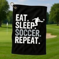 Eat Sleep Soccer Repeat - Soccer Graphic Golf Towel thumb 1