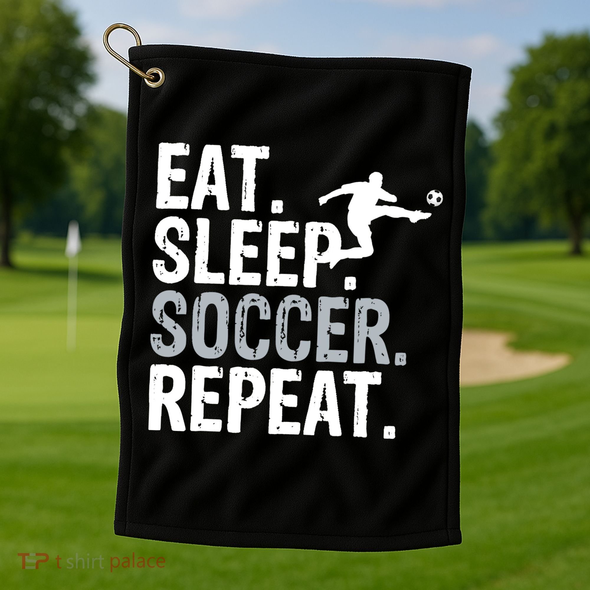 Eat Sleep Soccer Repeat - Soccer Graphic Golf Towel