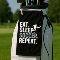Eat Sleep Soccer Repeat - Soccer Graphic Golf Towel thumb 2