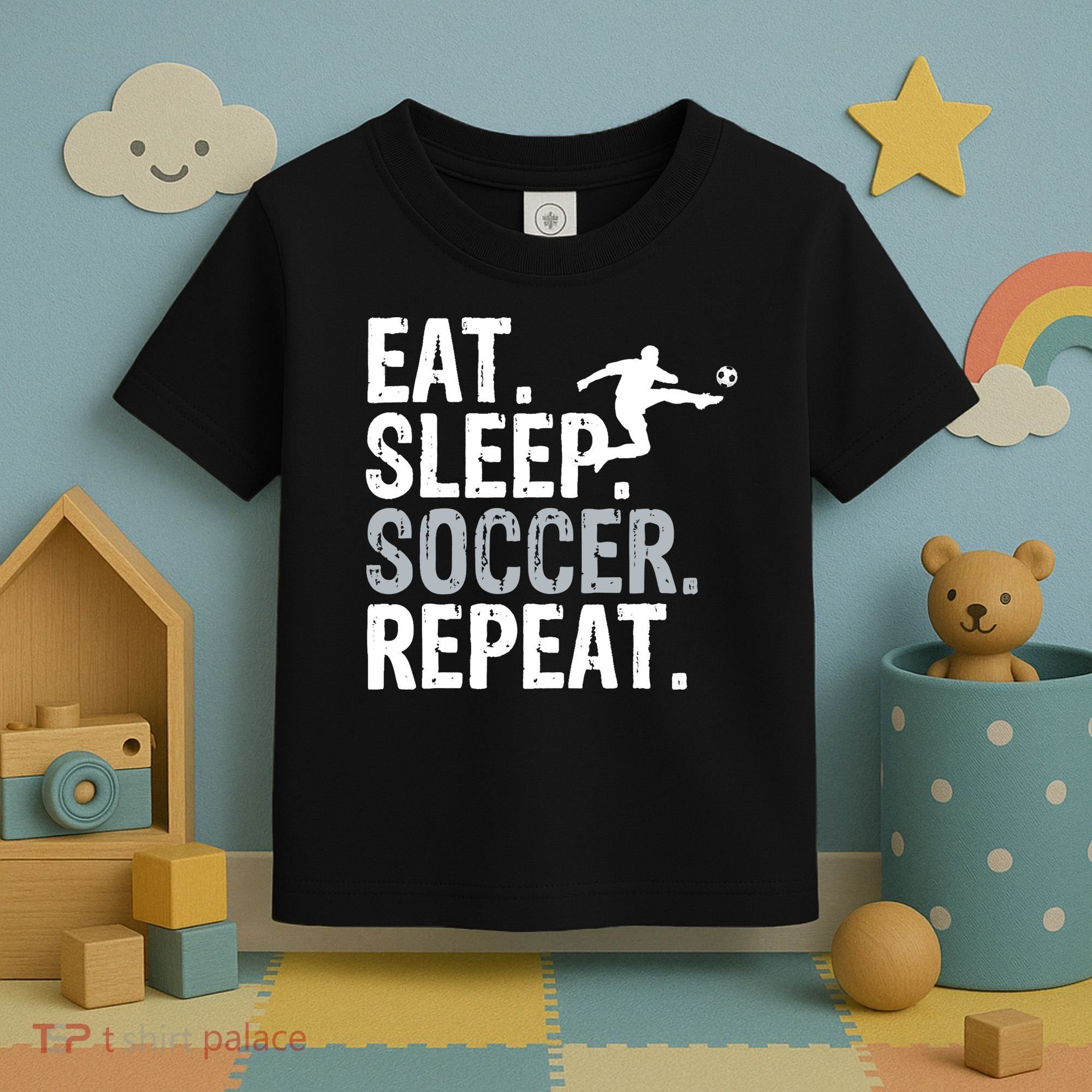 Eat Sleep Soccer Repeat - Soccer Graphic Toddler T-Shirt