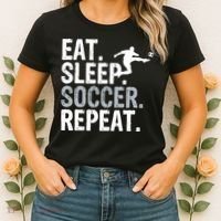Eat Sleep Soccer Repeat - Soccer Graphic Women's T-Shirt thumb 2