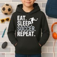 Eat Sleep Soccer Repeat - Soccer Graphic Kids Hoodie thumb 2