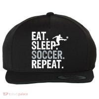 Eat Sleep Soccer Repeat - Soccer Graphic Wool Snapback Cap thumb 0
