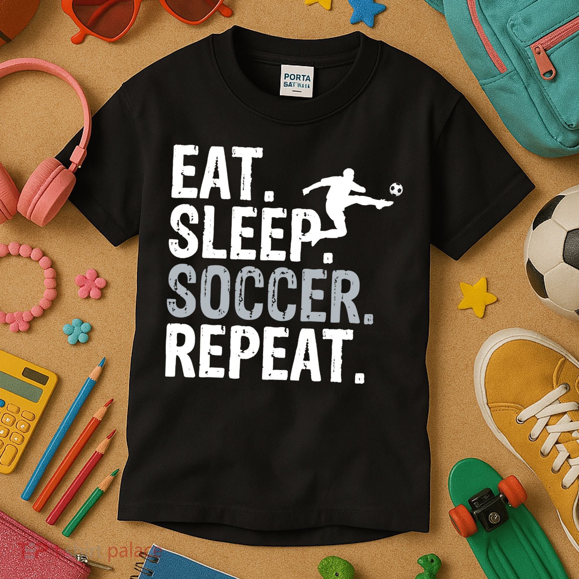 Eat Sleep Soccer Repeat - Soccer Graphic Kids T-Shirt