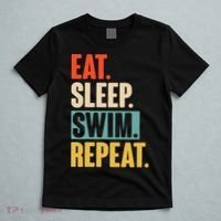 Eat Sleep Swim Repeat Funny Retro Vintage Swimming Swimmer T-Shirt thumb 5