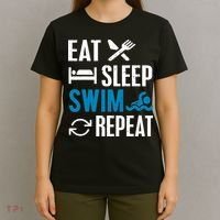 Eat Sleep Swim Repeat funny Swimming Lovers T-Shirt thumb 4