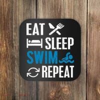 Eat Sleep Swim Repeat funny Swimming Lovers Coaster thumb 0