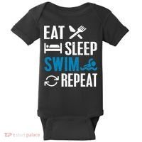 Eat Sleep Swim Repeat funny Swimming Lovers Baby Bodysuit thumb 0