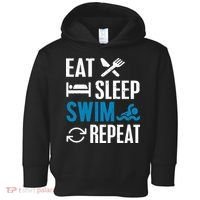 Eat Sleep Swim Repeat funny Swimming Lovers Toddler Hoodie thumb 0