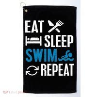 Eat Sleep Swim Repeat funny Swimming Lovers Golf Towel thumb 0