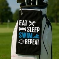 Eat Sleep Swim Repeat funny Swimming Lovers Golf Towel thumb 2