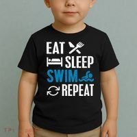 Eat Sleep Swim Repeat funny Swimming Lovers Toddler T-Shirt thumb 2