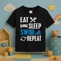 Eat Sleep Swim Repeat funny Swimming Lovers Toddler T-Shirt thumb 3