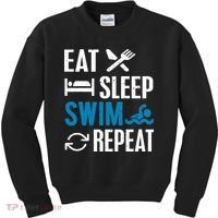Eat Sleep Swim Repeat funny Swimming Lovers Kids Sweatshirt thumb 0