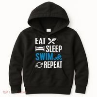 Eat Sleep Swim Repeat funny Swimming Lovers Kids Hoodie thumb 0