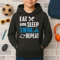 Eat Sleep Swim Repeat funny Swimming Lovers Kids Hoodie thumb 2