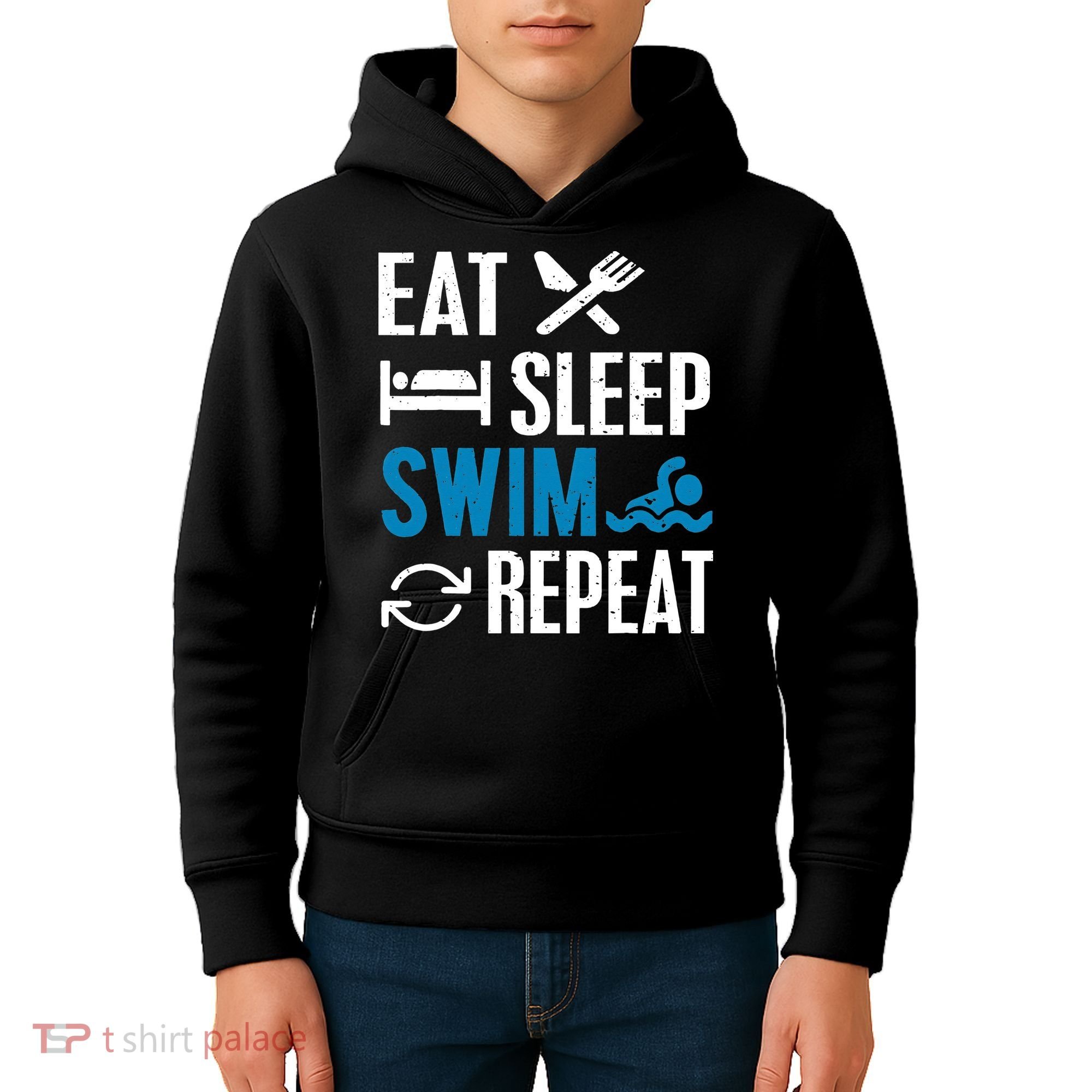Eat Sleep Swim Repeat funny Swimming Lovers Kids Hoodie