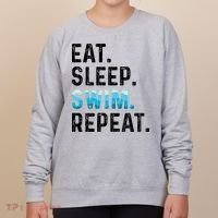 Eat Sleep Swim Repeat Funny Swimmer Swimming Player Graphic Gift Women's Sweatshirt thumb 0